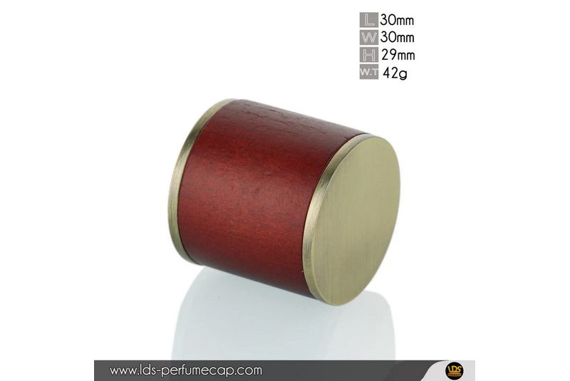 Luxury wooden and metal perfume cap